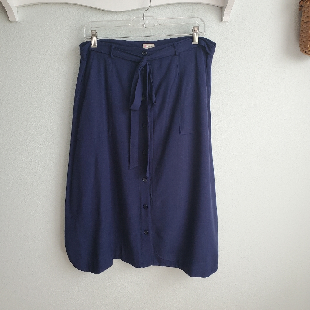 Cremieux navy blue midi skirt L